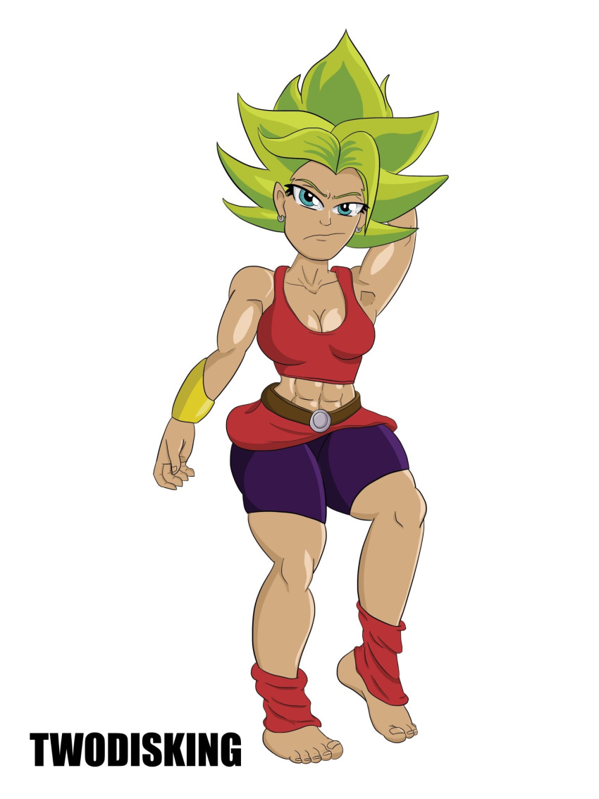 1girls abs big_thighs breasts dragon_ball dragon_ball_super feet female green_hair kale kale_(berserker) legendary_super_saiyan light-skinned_female light_skin looking_at_viewer muscles muscular muscular_female saiyan short_hair spiky_hair super_saiyan super_saiyan_2 twodisking