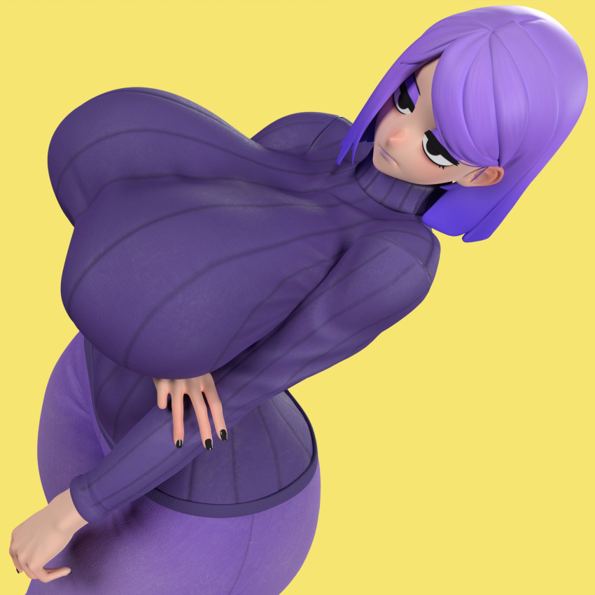 1girls 2024 3d alternate_version_available arm_under_breasts ass big_ass big_breasts black_nails bottomwear breasts busty clothed clothed_female clothes clothing curvaceous curvy duolingo eyelashes female front_view frown fully_clothed hair hi_res high-angle_view hourglass_figure huge_ass huge_breasts human large_ass large_breasts legs_together light-skinned_female light_skin lily_(duolingo) lipstick long_hair makeup nail_polish narrowed_eyes pants purple_clothing purple_eyeshadow purple_hair purple_lipstick shirt simple_background solo standing thick_thighs thighs three-quarter_portrait topwear turtleneck unamused usukeninja voluptuous wide_hips yellow_background