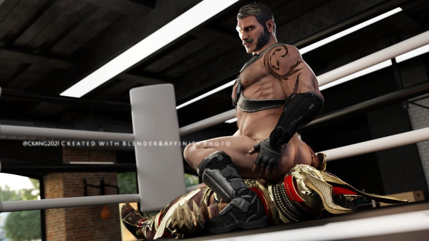 1human 2boys 2males 3d 3d_(artwork) 3d_model boxing_ring ckang2021 eating eating_ass eating_butt facesitting gay gay_rimjob gay_sex indoors interspecies interspecies_sex interspecies_yaoi kano_(mortal_kombat) licking_ass licking_butt light-skinned_male light_skin male/male male_focus male_only mortal_kombat mortal_kombat_11 netherrealm_studios plump plump_ass rimjob rimming rimming_male shao_kahn tattoo_on_arm tattooed_arm wrestling_ring