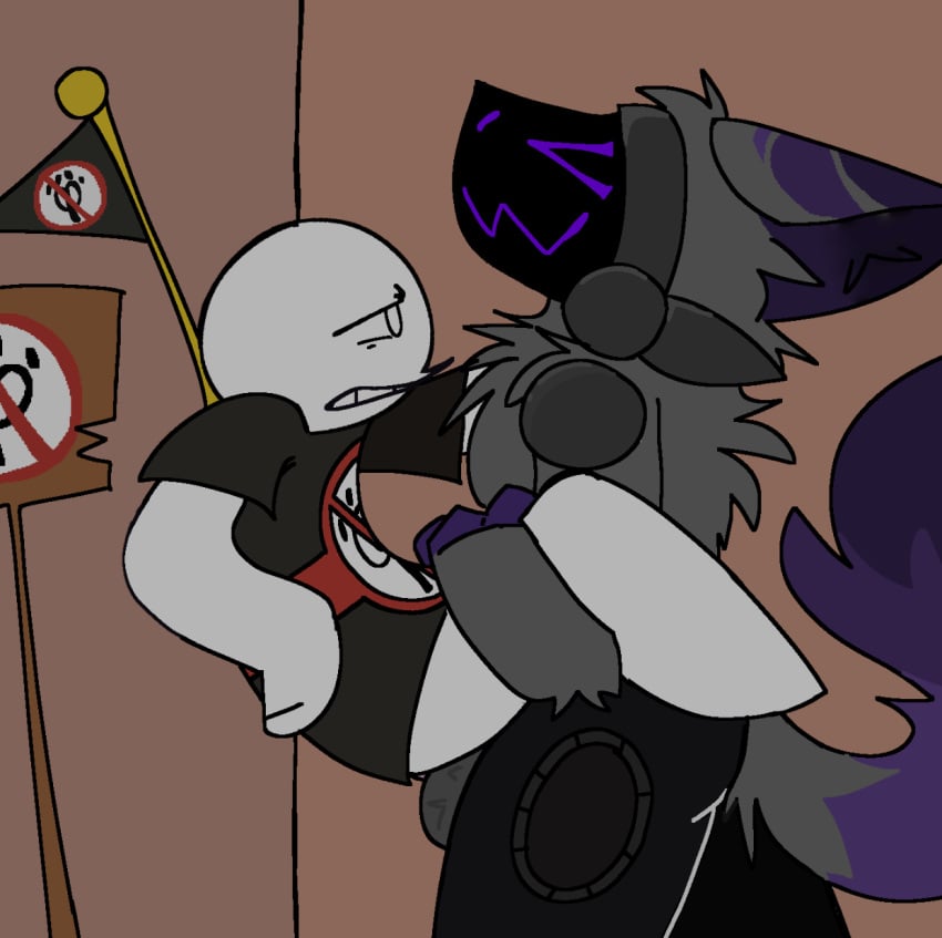 2boys against_wall aged_up anthro_on_human anthro_penetrating_human anti_furry gay protogen tagme