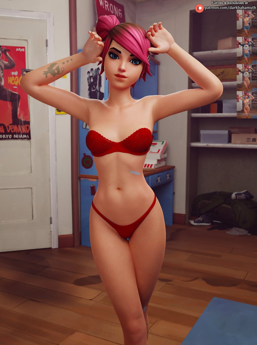 1girls 3d 3d_(artwork) belly bra darkbahamuth female_only female_solo fortnite lingerie panties petite pinup skye_(fortnite) small_breasts solo solo_female summer_skye_(fortnite) teenager young younger_female