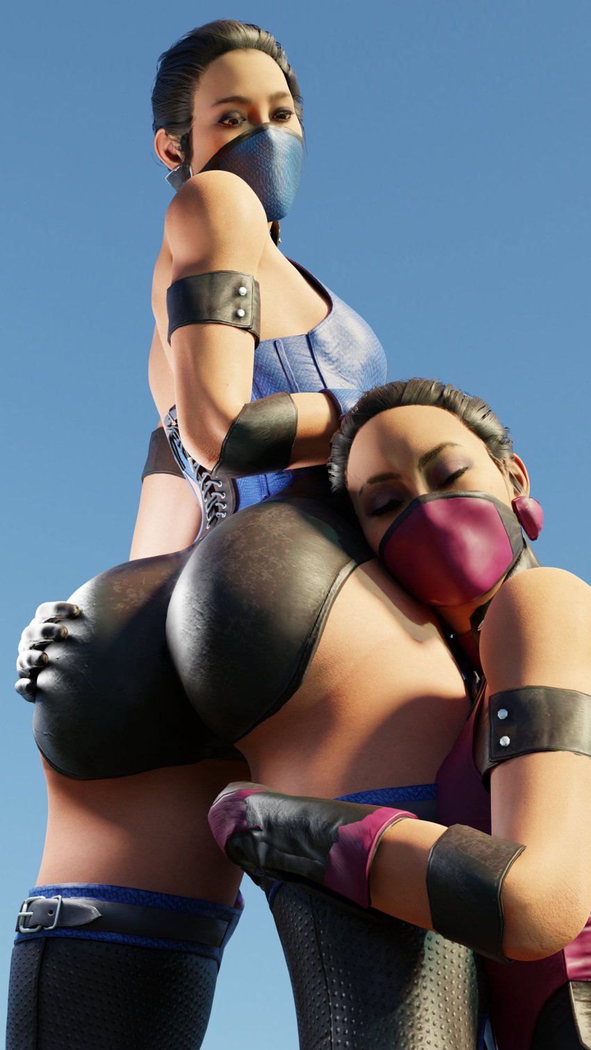 2girls 3d asian asian_female ass ass_focus ass_grab ass_worship big_ass cheek_against_ass dat_ass edenian female female_face_near_ass female_only head_on_ass hugging_ass kitana kitana_(new_era) klassic_kitana klassic_mileena leather loving_gaze mileena mileena_(new_era) mortal_kombat mortal_kombat_1_(2023) mortal_kombat_3 netherrealm_studios sister_and_sister sisters surprised_expression thedirtden thighs twincest twins yuri