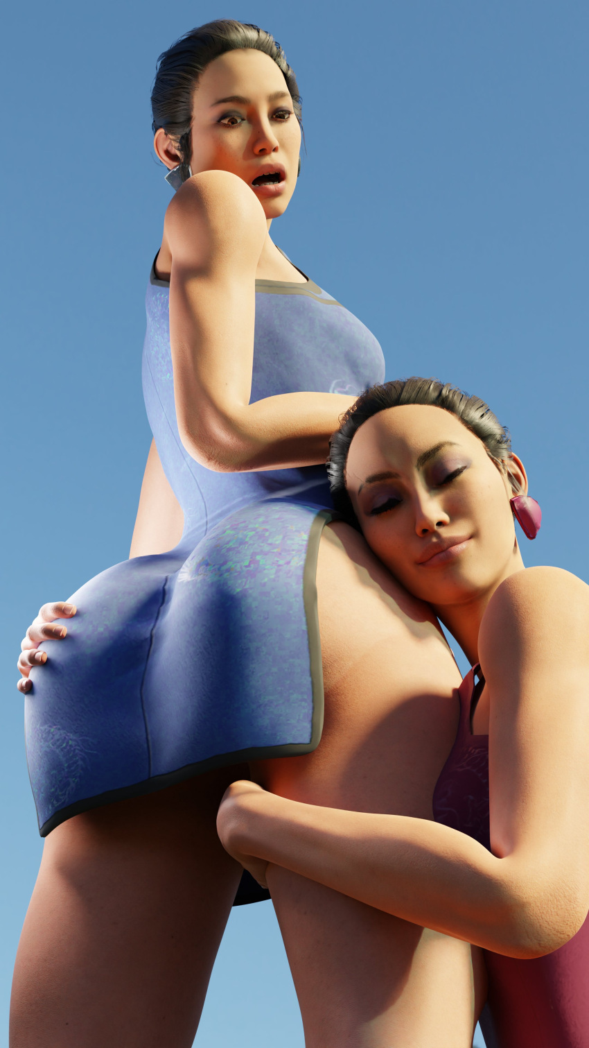 2girls 3d asian asian_female ass ass_worship big_ass cheek_against_ass dat_ass edenian female female_only head_on_ass kitana kitana_(new_era) loving_gaze mandarin_dress mileena mileena_(new_era) mortal_kombat mortal_kombat_1_(2023) surprised_expression thedirtden thick_ass thick_thighs thighs twincest twins yuri