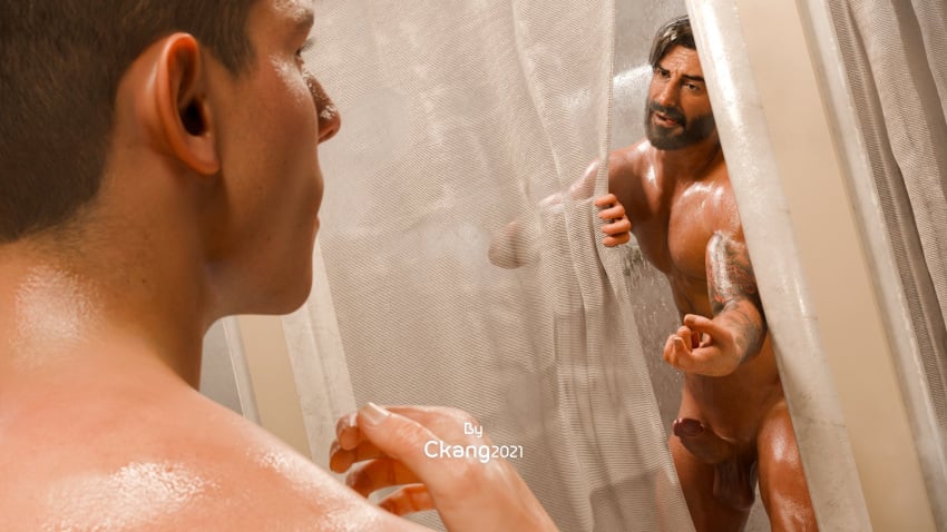 2boys 3d 3d_(artwork) 3d_model about_to_fuck activision aroused aroused_by_another aroused_face aroused_male artist_name balls ballsack bara bathroom beard brown_eyes brown_hair call_of_duty call_of_duty_modern_warfare_2_(2022) ckang2021 come_here_you come_hither dangling_testicles enzo_reyes erection facial_hair foreskin foreskin_folds frenulum gay homoerotic horny horny_male human indoor_nudity indoors infinity_ward inner_foreskin intact inviting_to_fuck inviting_to_sex licking_lips light-skinned_male light_skin looking_at_each_other low_hanging_balls male male/male male_only manly mature_male mil-sim_(cod) mustache nude_male penis pov_male retracted_foreskin scrotum seductive_mouth shaved_crotch shower shower_curtain showering smooth_skinned_male tan-skinned_male tan_skin tattoo_on_arm tattooed_arm testicles turned_on uncut veiny_penis wet_body wet_skin yaoi