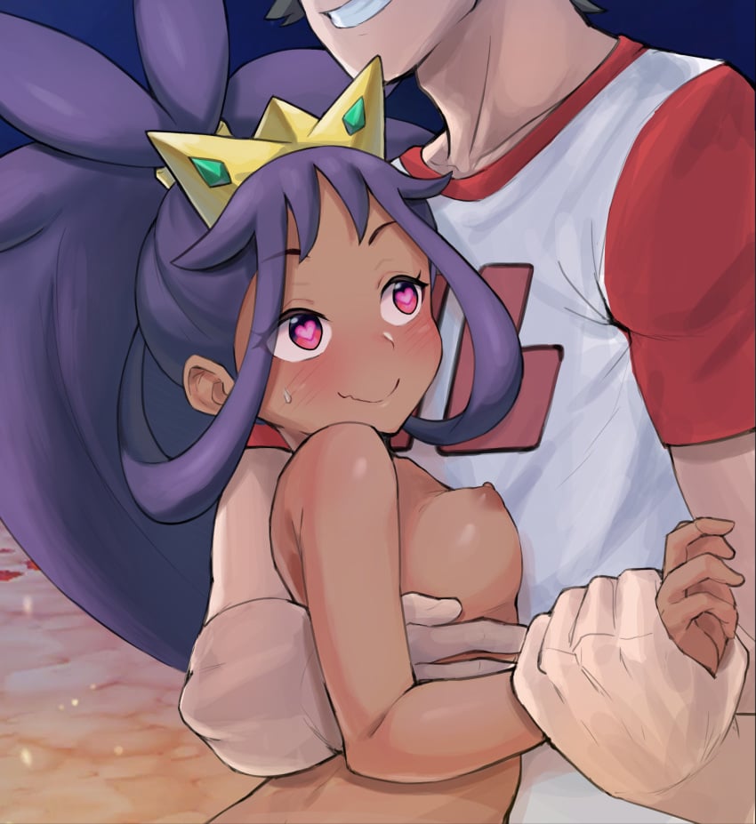 1boy 1girls age_difference artsheops blush breasts clothed clothed_male clothed_male_nude_female completely_nude dark-skinned_female dark_skin embrace female heart-shaped_pupils hugging human interracial iris_(pokemon) larger_male light-skinned_male light_skin male male/female nipples nude nude_female petite pokemon pokemon_bw pokemon_rgby red_(pokemon) size_difference smaller_female smile sweatdrop symbol-shaped_pupils teenage_boy teenage_boy_and_younger_girl teenager torso_grab whited_out wholesome young young_girl younger_female