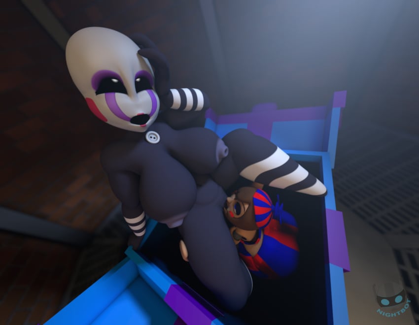3d balloon_boy_(fnaf) cunnilingus female femboy femboy_on_female five_nights_at_freddy's five_nights_at_freddy's_2 fnaf gift_box licking nightbotgrey puppet_(fnaf) straight