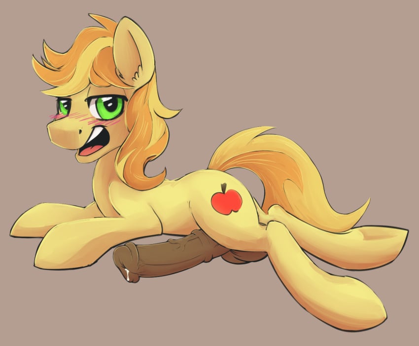 2014 animal_genitalia animal_penis balls blush braeburn_(mlp) earth_pony equine equine_penis erection feral friendship_is_magic horse horsecock male male_only mammal my_little_pony notsafeforhoofs penis pony precum smile solo