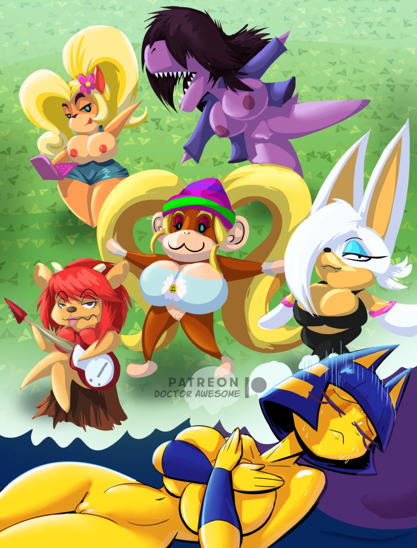 activision animal_crossing ankha ankha_(animal_crossing) ape areola bandicoot bat big_breasts bodily_fluids breasts chibi cleavage clothed clothing coco_bandicoot crash_(series) deltarune domestic_cat donkey_kong_(series) dream electric_guitar felid feline felis genitals gorilla guitar haplorhine hi_res lammy_lamb mammal marsupial musical_instrument nightmare nile_(doubutsu_no_mori) nintendo nipples parappa_the_rapper plucked_string_instrument primate pussy rouge_the_bat scalie sega sharp_teeth short_stack sleeping sleeping_nude sonic_(series) sonic_the_hedgehog_(series) sony_corporation sony_interactive_entertainment string_instrument susie_(deltarune) sweat sweatdrop teeth thebigbadwolf01 tiny_kong um_jammer_lammy undertale_(series)