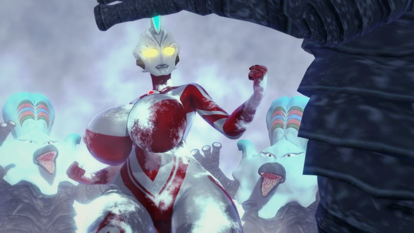 3d alien alien_girl alien_humanoid blizzaria erect_nipples fight freezing galactic_art ice massive_breasts thick_thighs ultraman_(franchise) ultrawoman wide_hips