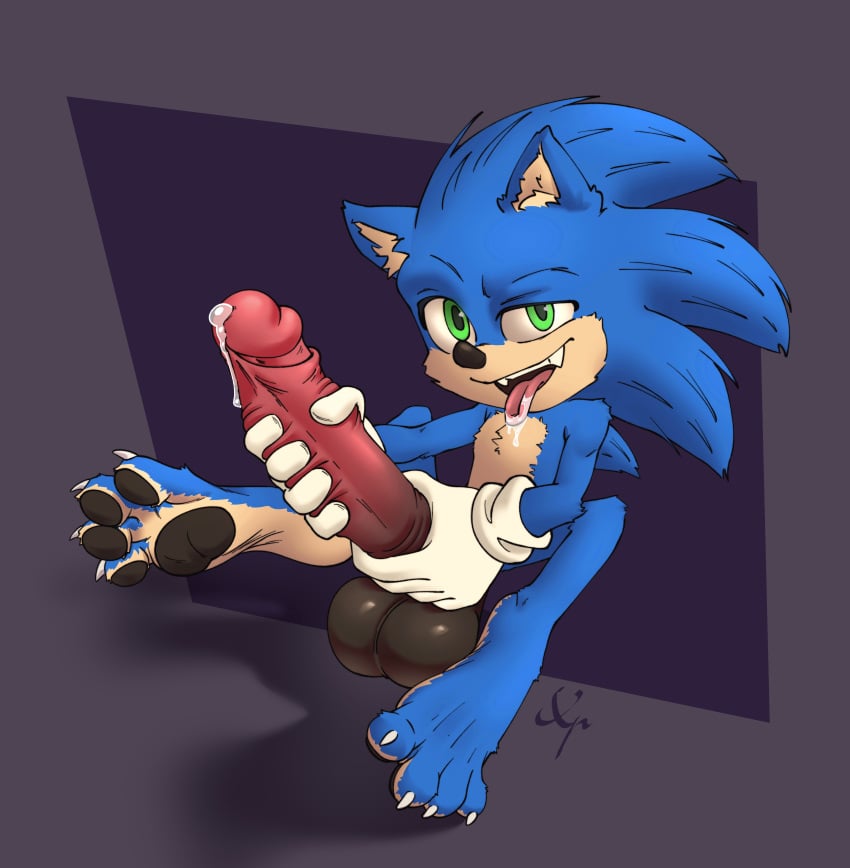 absurd_res anthro balls big_balls big_feet big_penis blue_body blue_fur bodily_fluids claws clothing cocky dripping drooling eulipotyphlan fangs feet fur genital_fluids genitals gloves green_eyes handwear hedgehog hi_res hindpaw huge_balls huge_cock hyper_penis looking_at_viewer male male_only mammal manly mostly_nude paramount_pictures pawpads paws penis penis_grab plantigrade precum precum_drip presenting saliva sega sitting smile solo solo_focus solo_male sonic_(series) sonic_the_hedgehog sonic_the_hedgehog_(film) sonic_the_hedgehog_(series) teeth toe_claws tongue tongue_out xopart