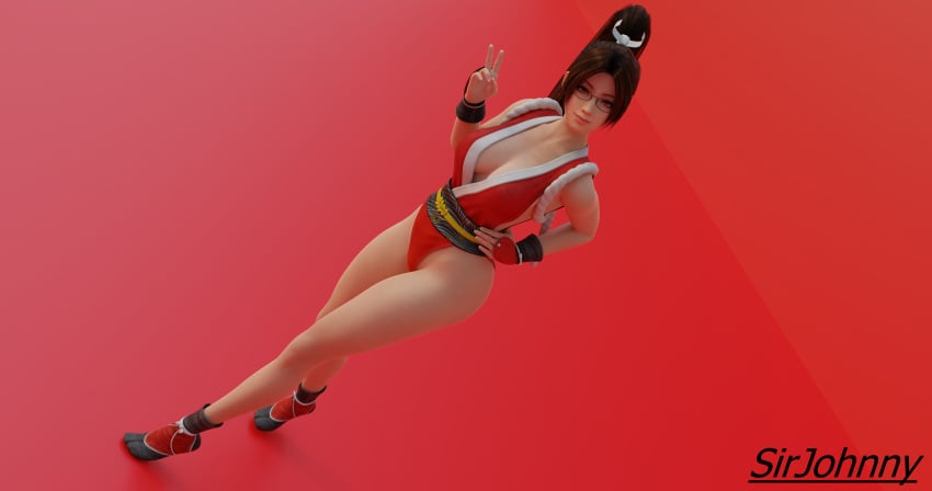 1girls 3d 3d_(artwork) clothed clothed_female dead_or_alive fatal_fury feet female female_focus female_only hand_on_hip johnnydoes3d king_of_fighters looking_at_viewer mai_shiranui non-nude red_background red_clothes sirjohnny snk solo solo_female solo_focus