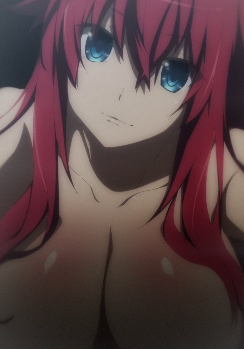 1girls accurate_art_style anime_screencap big_breasts blue_eyes breasts busty cowgirl_position demon_girl female female_only film_grain high_school_dxd high_school_dxd_hero huge_breasts large_breasts long_hair looking_at_viewer male_pov nude nude_female out-of-frame_censoring pov red_hair rias_gremory screencap seductive seductive_look stitched upper_body