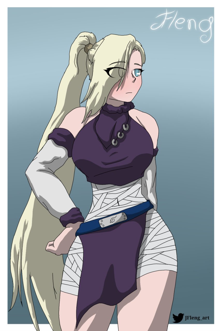 1girls bandage female female_focus female_only girl ino_yamanaka ino_yamanaka(genin) jfleng naruto naruto_(classic) naruto_(series) naruto_shippuden ninja thick_thighs tight_clothing wrapped young