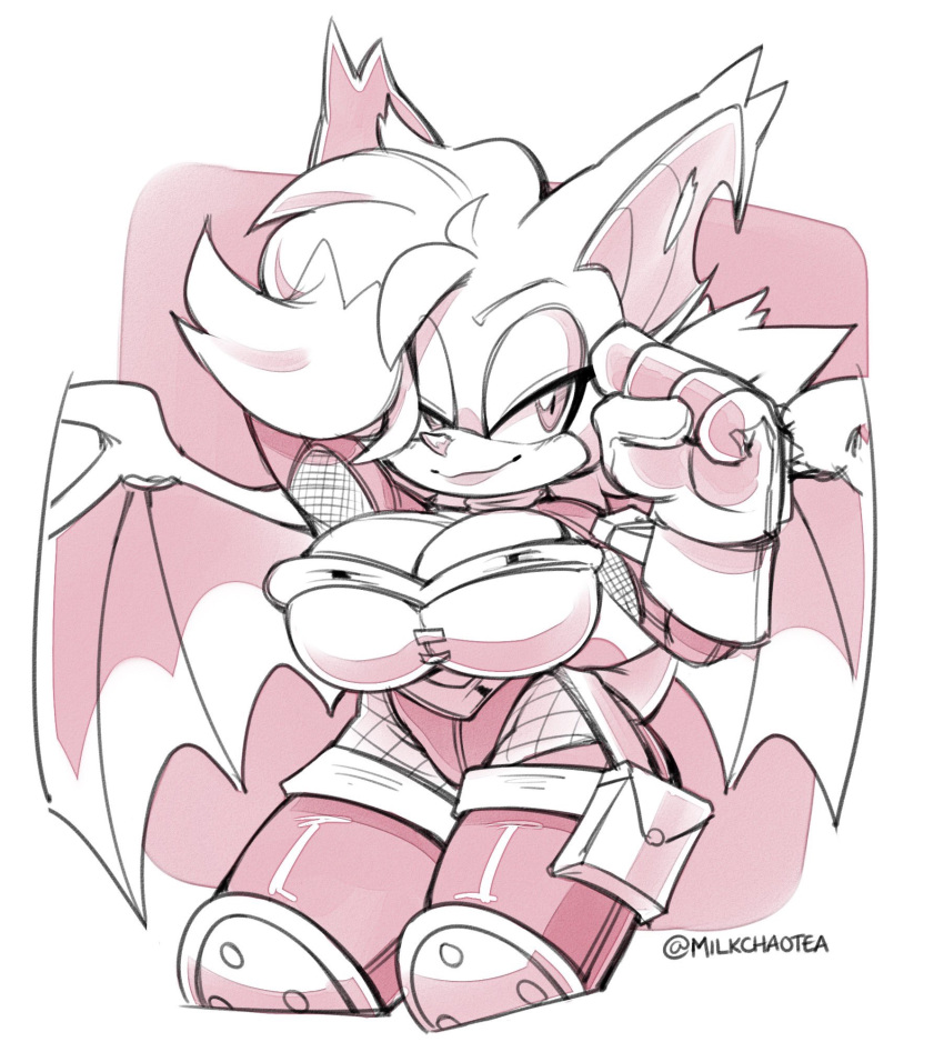 1girls bat bat_wings big_breasts bodysuit breast breasts cleavage clothed female female_only large_breasts misswerehog rouge_the_bat sega sonic_(series) wing wings