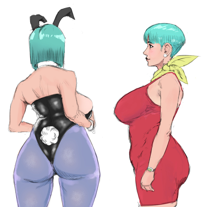 ass big_ass big_breasts breasts bulma_(bunny) bulma_briefs bulma_briefs_(androids'_saga) bunnysuit dragon_ball dragon_ball_super dress female large_breasts pantyhose pawg scarf sideboob thick_thighs zetomeso