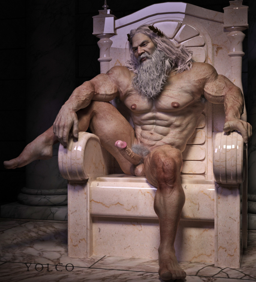 1boy 1male 3d abs balls beard big_muscles big_penis cgi deity erection greek_mythology human humanoid male male_only mature mature_male muscles muscular muscular_male naked naked_male nipples nude nude_male penis rapist rapist_real solo veiny_penis white_male yolco zeus