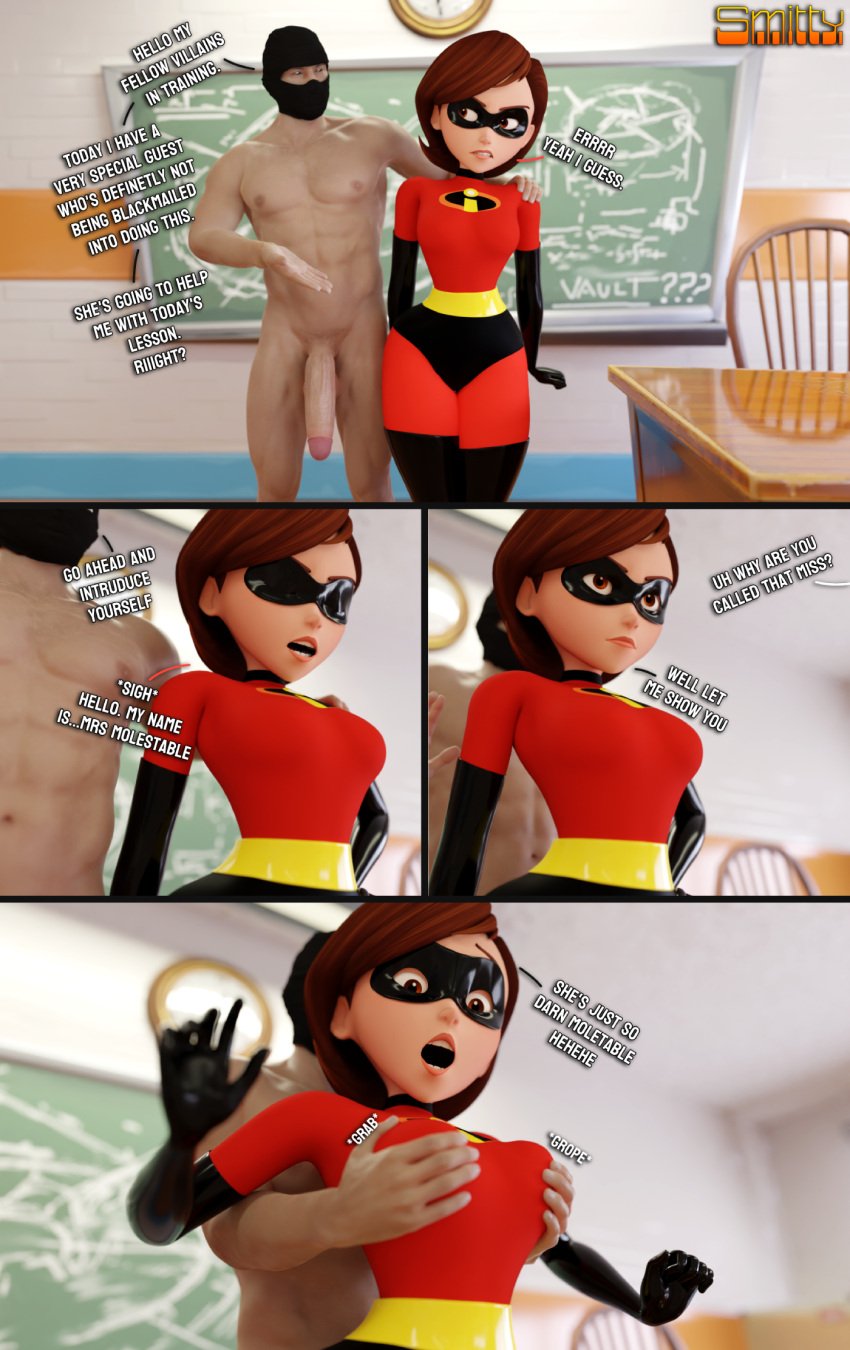 1boy 1girls 2024 3d 3d_(artwork) 3d_model 4koma anonymous_character anonymous_male balls big_balls big_penis blackmail breasts brown_hair child_bearing_hips classroom classroom_setting coercion comic comic_page comic_panel defeated defeated_female defeated_heroine defeated_superheroine dialogue disney elastigirl faceless_character faceless_male femsub grabbing grabbing_breasts grabbing_from_behind grope grope_from_behind groping groping_breasts groping_from_behind groping_through_clothes helen_parr hourglass_figure hourglass_figured_female huge_cock large_penis maledom maledom_caption mask masked masked_female molestation off_screen_male_character penis pixar shocked_expression short_hair short_hair_female smitty34 superhero superheroine tagme testicles text the_incredibles three_tone_clothing victorious_villain