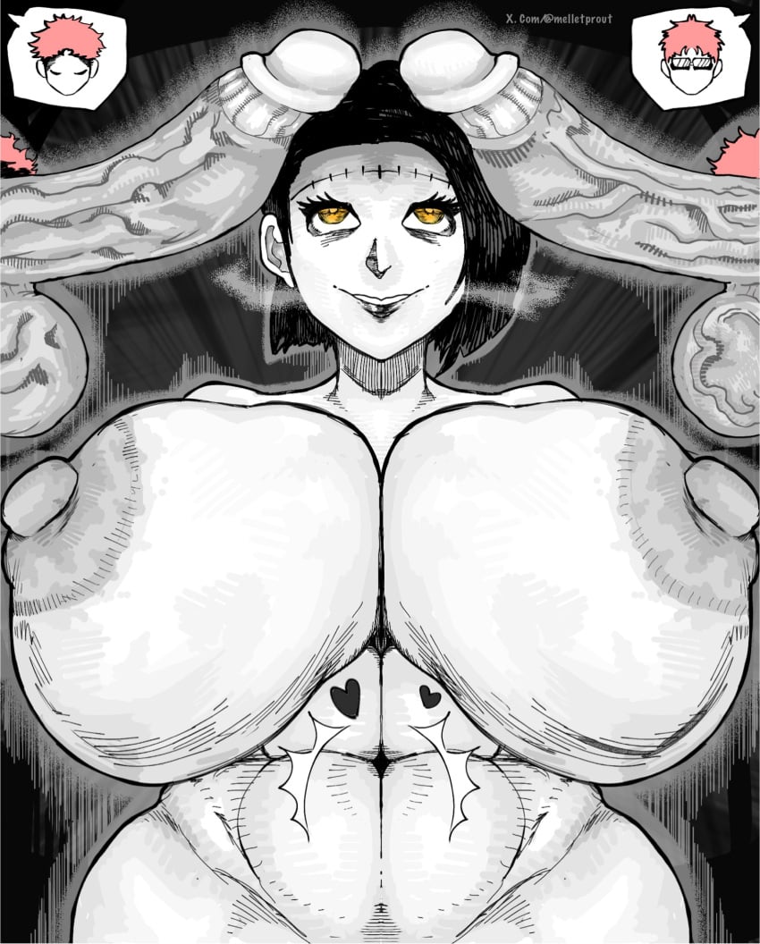 1girls 2boys 2boys1girl 2d 2d_(artwork) big_ass big_balls big_breasts big_butt big_nipples big_penis big_thighs black_and_white black_hair breath breathing fat_ass greyscale heart huge_ass huge_balls huge_breasts huge_butt huge_cock huge_thighs husband_and_wife imminent_incest imminent_penetration imminent_rape incest itadori_jin itadori_kaori itadori_yuuji jujutsu_kaisen kenjaku melletprout milf monochrome mother_and_son nervous nervous_smile nipples older_female ovulation pink_hair possession scar tagme thick_thighs threesome venus_body visible_breath voluptuous voluptuous_female wide_hips womb_stimulation yellow_eyes younger_male