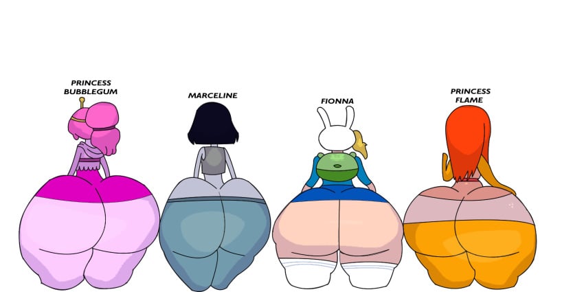 4girls adventure_time ass_chart ass_comparison big_ass bottom_heavy fionna_the_human_girl flame_princess huge_ass marceline nini_mihy princess_bubblegum thick_thighs wide_hips