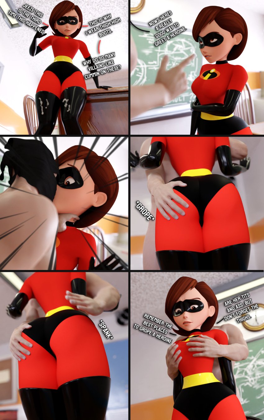 1boy 1girls anonymous_character anonymous_male ass ass_focus ass_grab balls big_ass big_balls big_butt big_penis boots brown_hair butt_focus comic comic_page comic_panel cum cum_on_boot cum_on_boots cum_on_shoes disney elastigirl faceless_character faceless_male forced_kiss gloves grabbing grabbing_ass grabbing_breasts grabbing_from_behind helen_parr high_boots huge_cock kissing large_penis latex_boots latex_gloves mask masked masked_female penis pixar short_hair short_hair_female smitty34 superhero superheroine tagme testicles the_incredibles thigh_boots