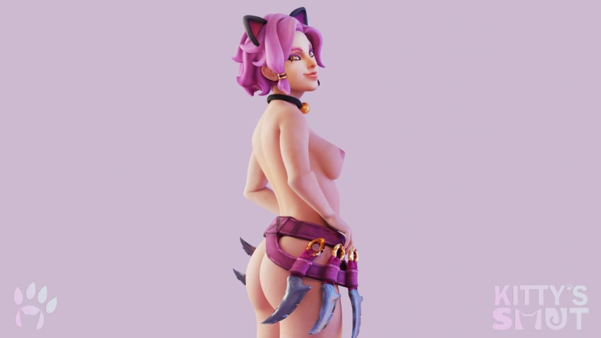 1girls 3d alley_cat_maeve female female_only kittyssmut looking_at_viewer maeve_(paladins) paladins pink_hair solo