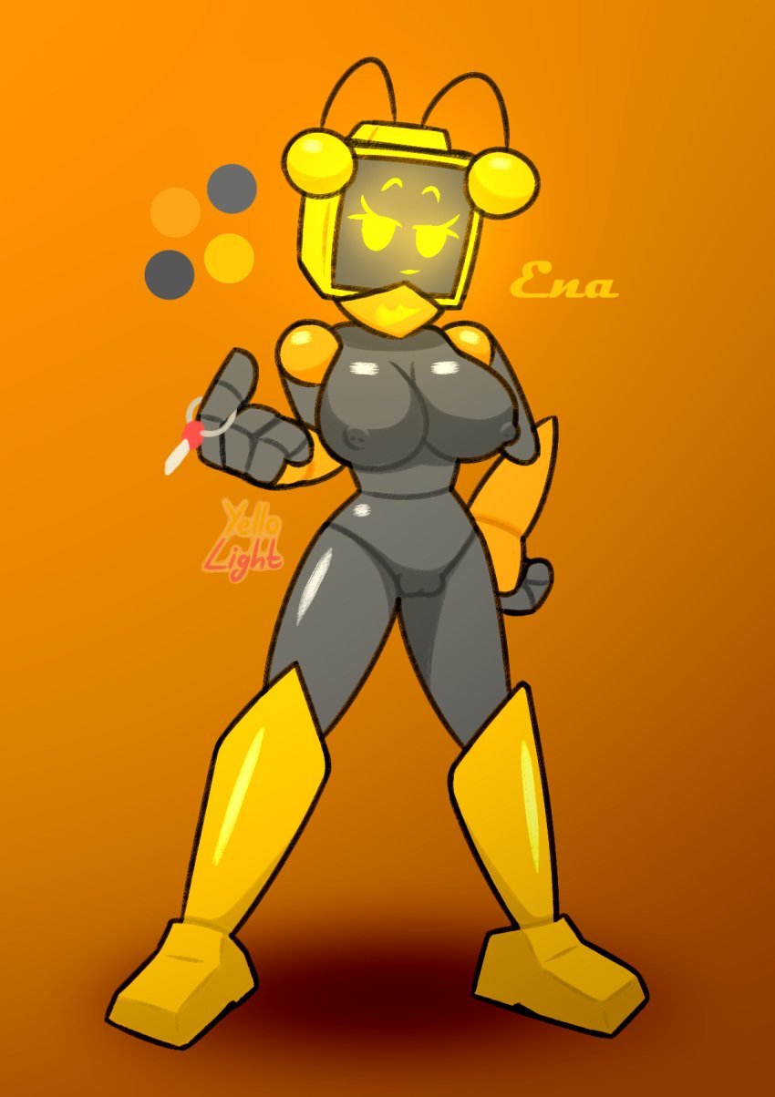 car_keys ena_(yellolight) keys naked_female redesign robot robot_girl screen_face tv_head tv_screen yellolight