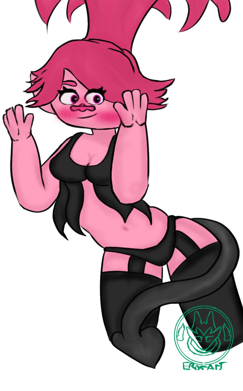 dreamworks female female_only lingerie pink_body pink_hair queen_poppy troll_female trolls