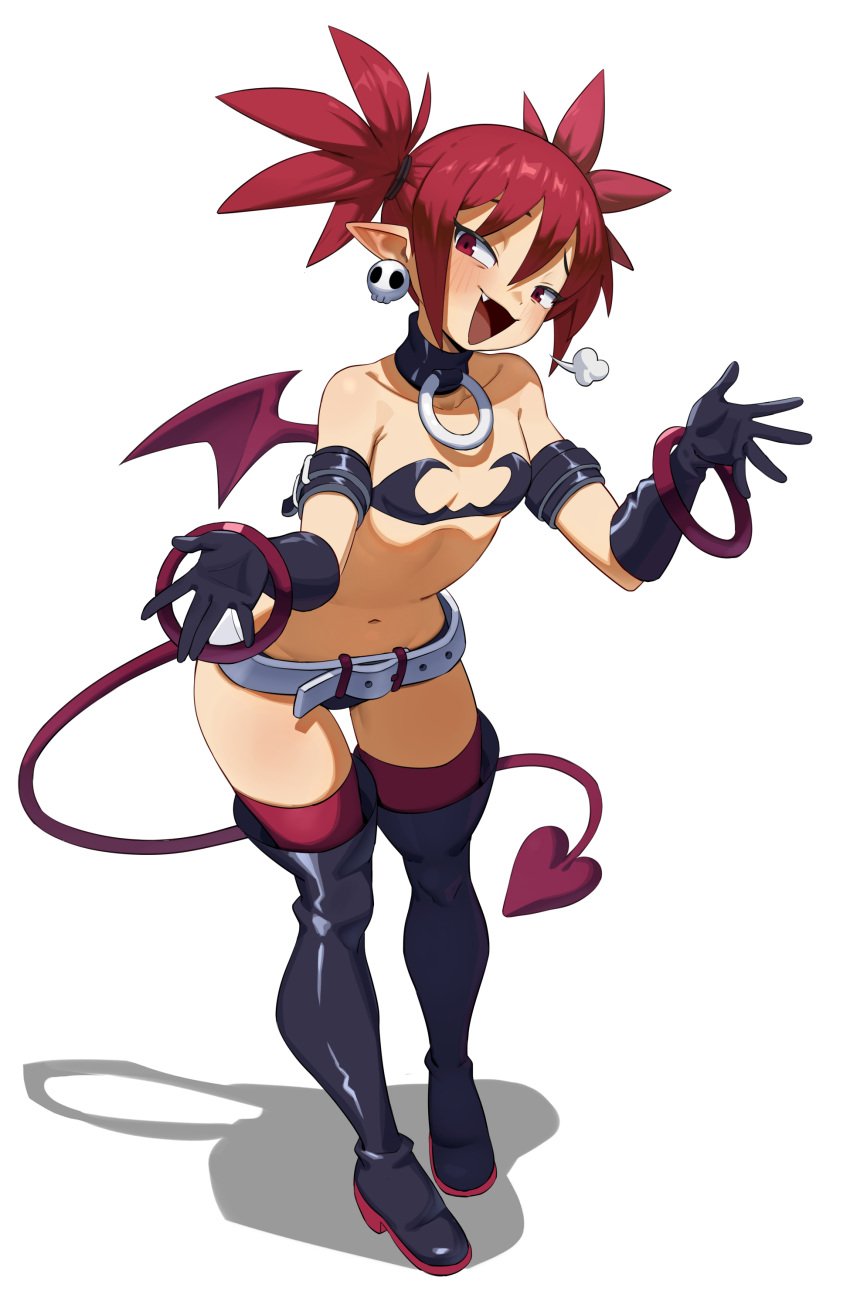 1girls arm_strap belt blush boots choker covered_nipples cute_fang demon demon_girl demon_tail demon_wings disgaea ear_piercing earrings etna female flowerpigeon73 gloves heart_tail latex latex_boots oerba_yun_fang open_mouth petite red_eyes red_hair rings short_hair short_hair_with_long_locks short_shorts shorts side_ponytail simple_background skimpy skimpy_clothes skull_earrings small_breasts solo tail thighhigh_boots thighhighs thighs white_background wings wristwear