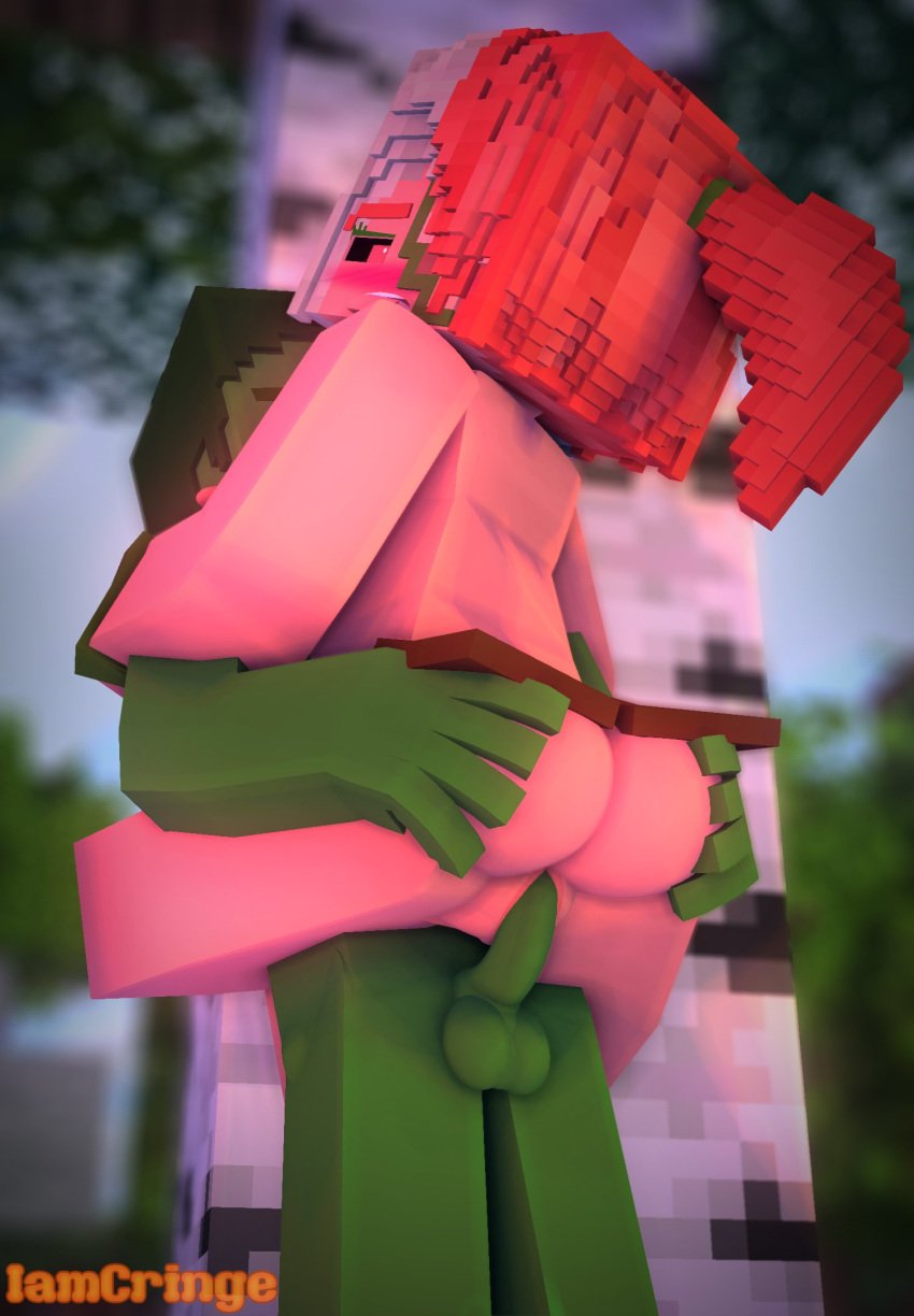 1boy1girl 3d big_ass character female female_focus green_skin iamcringe male mine-imator minecraft monster nude outdoors pink_and_white pink_hair pink_skin rape red_eyes riding sex straight tagme vaginal_penetration zombie zombie_(minecraft) zombie_pigman