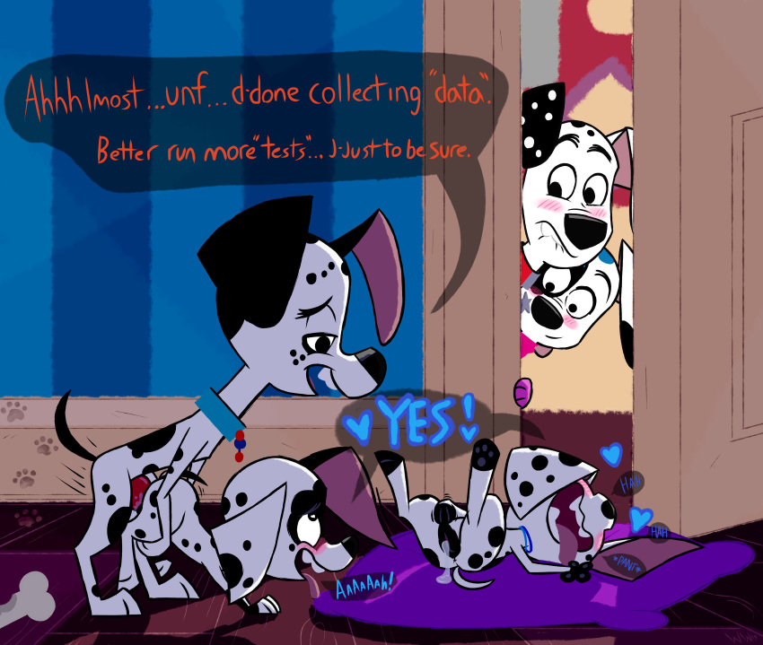 <3_eyes 101_dalmatian_street 101_dalmatians 2019 absurd_res anatomically_correct animal_genitalia animal_penis animal_pussy bandana bedroom_eyes being_watched bite biting_lip blush bodily_fluids bone breath brother canid canine canine_penis canine_pussy canis collar cum cum_in_pussy cum_inside da_vinci_(101_dalmatians) dalmatian dawkins_(101_dalmatians) dee_dee_(101_dalmatians) disney dizzy_(101_dalmatians) domestic_dog dylan_(101_dalmatians) english_text female feral fucked_silly genital_fluids group group_sex half-closed_eyes heart hi_res incest knot looking_at_another lying male mammal masturbation on_back open_mouth panting penetration penis pillow pussy pussy_juice seductive sex sibling sister smile spots text threesome tongue tongue_out vaginal_penetration vaginal_penetration voyeur whitewolf20xx young