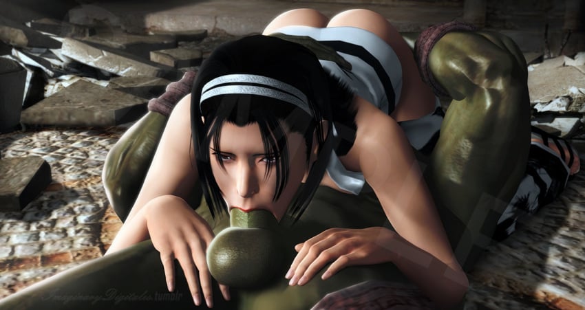 1boy 3d 69 69_position ancient_ogre asian asian_female cheating deepthroat female imaginarydigitales interspecies jun_kazama kazama_jun male monster ogre_(tekken) oral oral_penetration oral_sex tekken