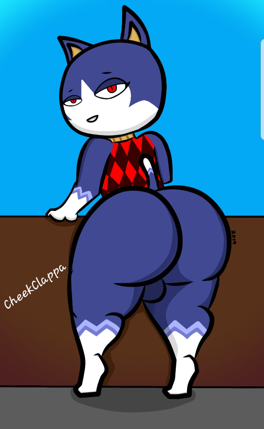 2019 animal_crossing anthro ass balls big_ass bottomless cheekclappa feline imobi male_only nintendo rover_(animal_crossing) saucekay source_request thick_thighs thighs