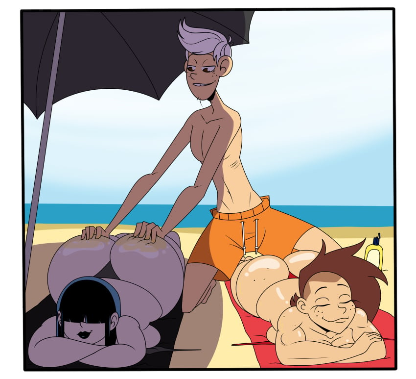 aged_up ass barefoot beach big_ass big_sister black_hair breasts brother_and_sister brown_hair closed_eyes comic frostbiteboi goth huge_ass huge_breasts incest lincoln_loud little_brother lucy_loud lynn_loud muscular muscular_female naughty_face nickelodeon older older_sister sand seductive seductive_smile smile straight_hair sunscreen the_loud_house thicc-verse thick_thighs thighs umbrella white_hair younger_brother