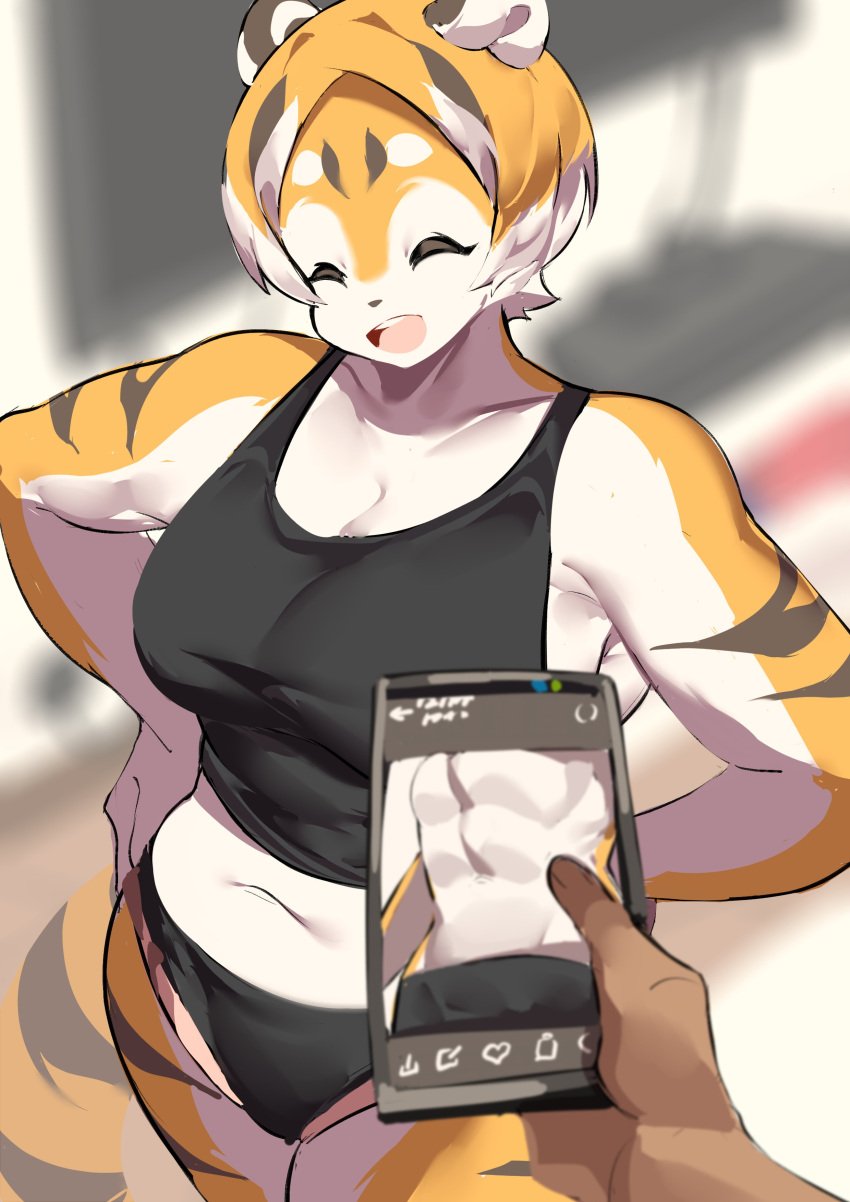 big_breasts breasts cleavage feline female furry huge_breasts mei_xiang mx99926 original thick_thighs tiger tiger_girl wide_hips