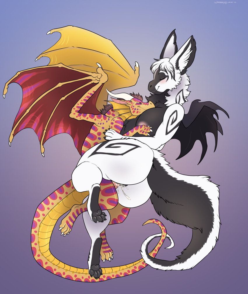 absurd_res anthro breasts chimera dragon female feral genitals hi_res hoatzin_(draco_cretel) kin_(unyko) male mythological_creature mythological_scalie mythology penis scalie wanderlustdragon