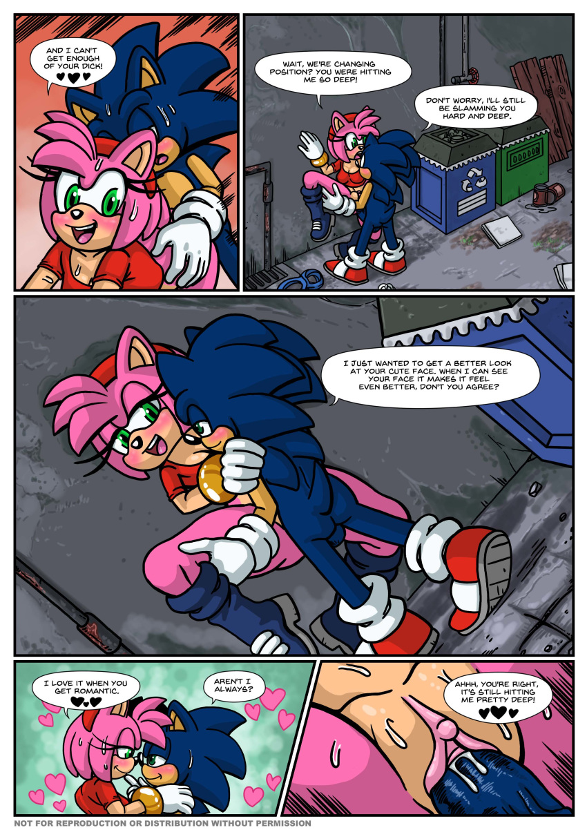 1boy 1girls against_wall allie allie_way amy_rose ass ass blue_fur blue_hair breasts breasts cum female green_eyes grocery_bag pink_fur pink_hair sex shirt short_jeans short_shorts shorts sonic_(series) sonic_the_hedgehog