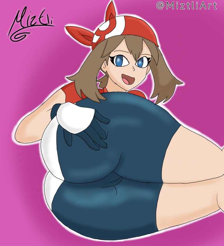 anus ass ass_focus female female_only hips hips_up hips_wider_than_shoulders may_(pokemon) miztliart nintendo nintendo_switch pokemon pokemon_(species)