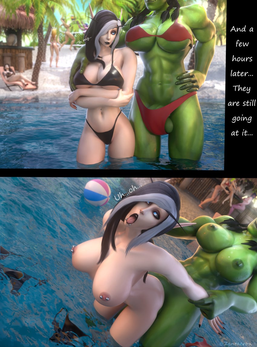 1futa 3d ahe_gao anal anal_sex bent_over caelie dialogue elf elf_female english_text female futa_on_female futanari green_skin grokasha_ironfang instant_loss_2koma interspecies light-skinned_female light_skin multicolored_hair orc orc_(warcraft) orc_futanari original_character outdoors outside sex void_elf voluptuous voluptuous_female warcraft world_of_warcraft zentaeron