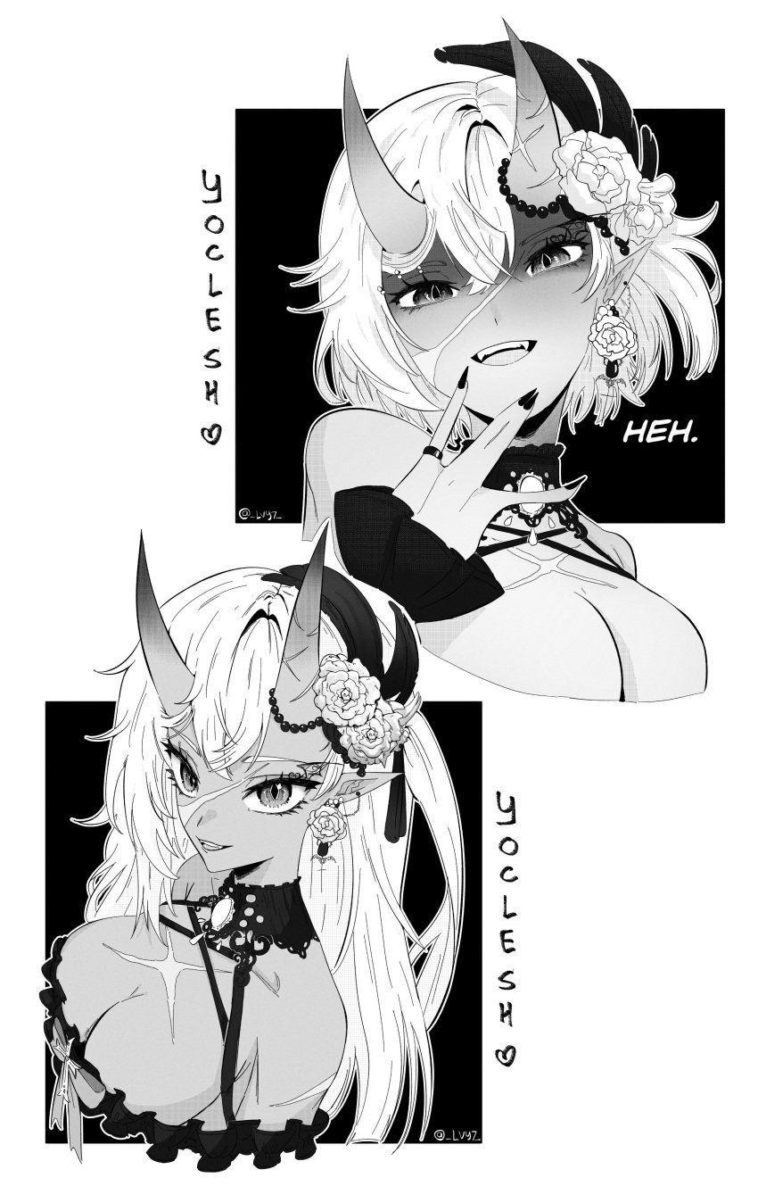 akumi big_breasts female horns oni oni_horns scars virtual_youtuber vyugen