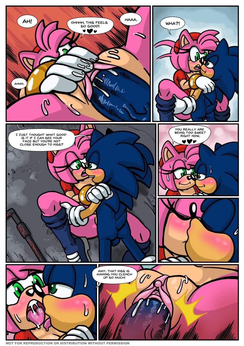 1boy 1girls against_wall allie allie_way amy_rose ass blue_fur blue_hair breasts cum female green_eyes penis pink_fur pink_hair pussy sex shirt sonic_(series) sonic_the_hedgehog tongue tongue_out vagina