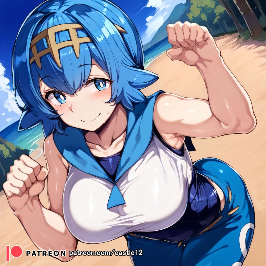 1girls ai_generated alternate_breast_size big_breasts breasts busty castle12 curvaceous curvy curvy_body curvy_female curvy_figure female huge_breasts lana_(pokemon) large_breasts pokemon sweat sweating sweaty sweaty_body sweaty_breasts thick_thighs thighs venus_body voluptuous