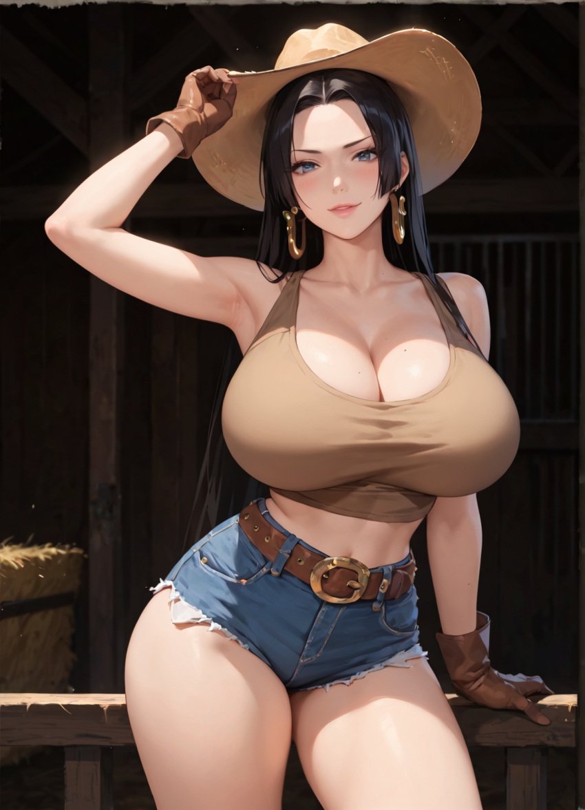 1girls 2d ai_generated bare_shoulders big_breasts boa_hancock cameltoe carrying carrying_partner chest cowboy_hat curvy curvy_figure cute detailed eyelashes eyeshadow female female_focus female_only fit fit_female full_nelson high_quality huge_breasts jeans large_breasts legs_up lifting lifting_person lips lipstick mad makeup mascara mature mature_female nero100 nipples nude one_piece posing pussy reverse_suspended_congress sagging_breasts seductive seductive_look spread_legs stable_diffusion standing tagme tanktop topless vagina