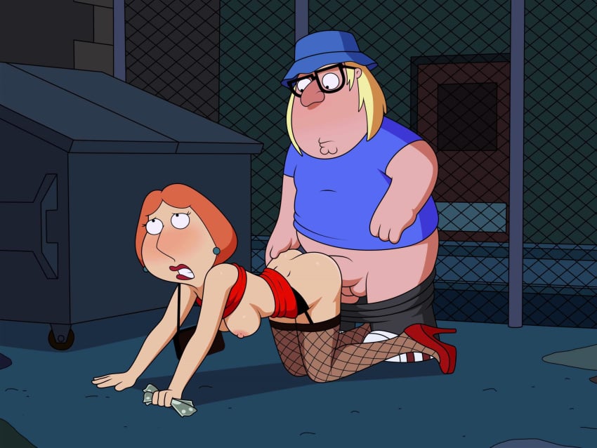 all_fours ass bent_over chris_griffin doggy_style family_guy fishnets from_behind glasses hat high_heels incest lois_griffin massive_penis mother_and_son nipple no_panties one_breast_visible prostitute stockings vaginal_penetration