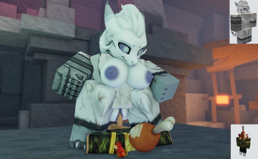 1boy 1girls artist_request big_ass big_breasts big_female bigger_female cave cowgirl_position dommy_mommy furry_female monster monster_girl monster_rape ninjashyper2 roblox roblox_avatar roblox_game robloxian size_difference size_play smaller_male