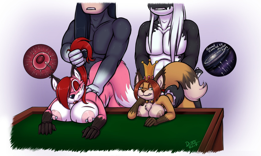 2019 abby_the_queen_of_size anthro areola big_breasts black_yoshi breasts canid canine closed_eyes digital_media_(artwork) drxii equid equine escher_drxii female fox hair hi_res horse impregnation male mammal mario_(series) mother nintendo nipples ovum parent penetration red_hair sethy sex simple_background sperm_cell straight victoria_scarlette video_games yoshi