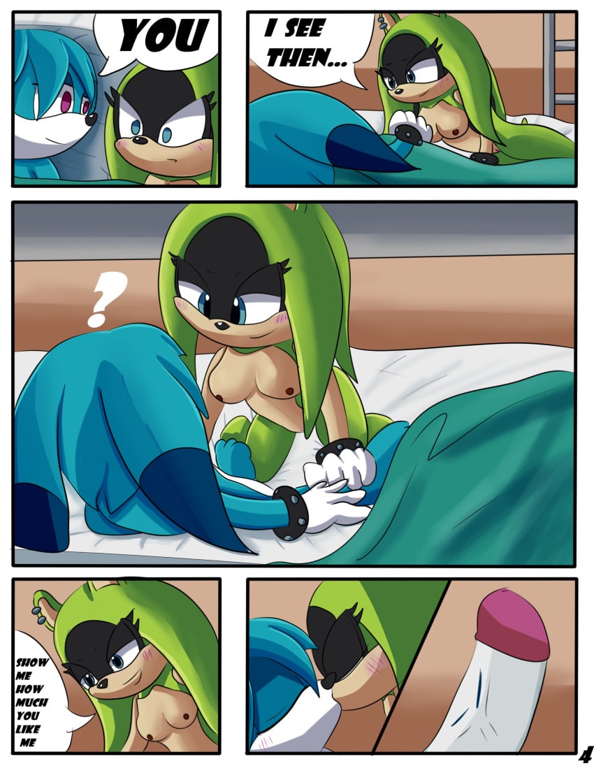 afrosoricid anthro blue_body blush blush_lines breasts canid canine comic comic_panel dialogue duo ear_piercing english_text erection female fennec_fox fox fur genitals green_body hi_res idw_publishing kiss_on_lips kissing kitsunami_the_fennec lawealewd male male/female male/male mammal nude older_female open_mouth penis piercing pussy sega smile sonic_(series) sonic_the_hedgehog_(comics) sonic_the_hedgehog_(idw) sonic_the_hedgehog_(series) speech_bubble surge_the_tenrec tenrec text true_fox vein wholesome younger_male