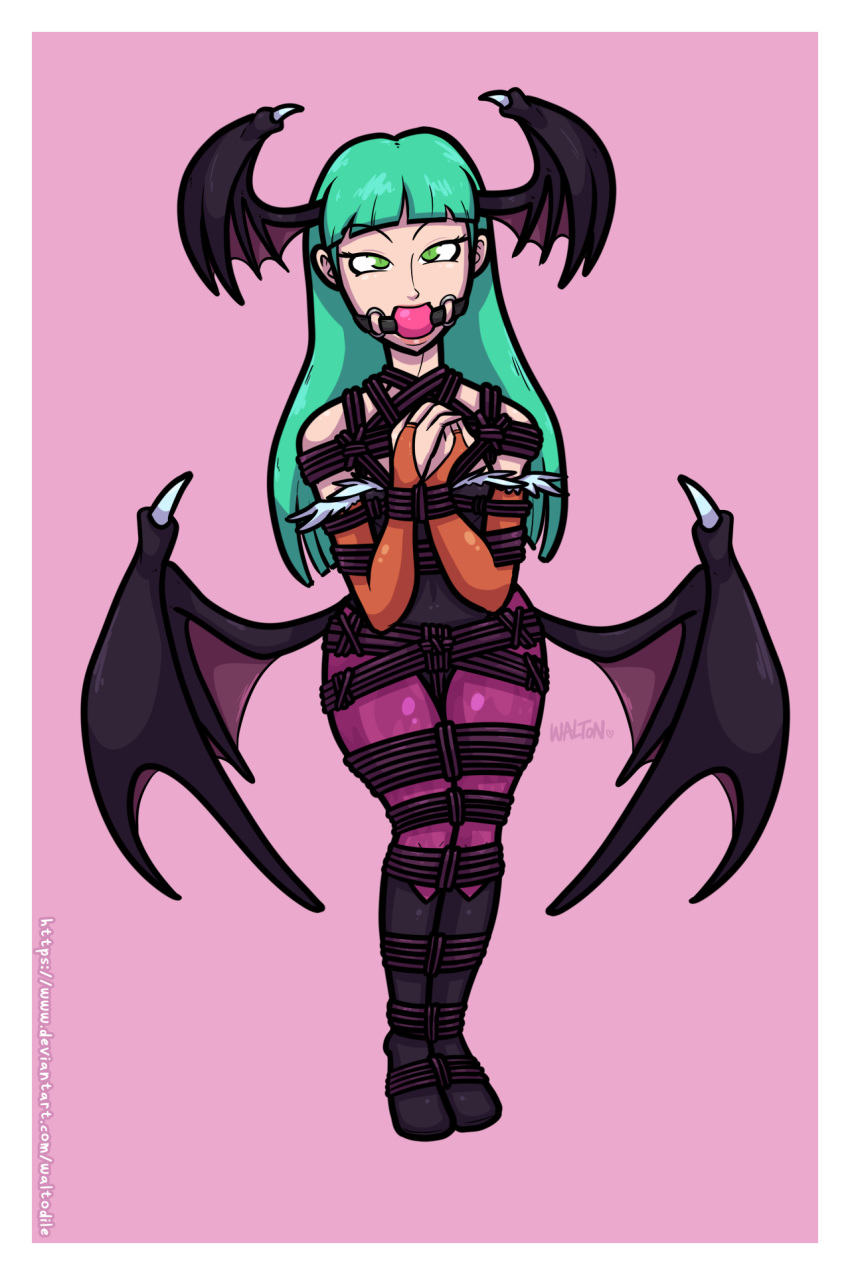 ball_gag bondage capcom clothing darkstalkers gag morrigan_aensland waltodile