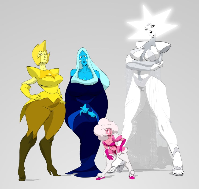 2019 4girls afro alien armwear big_breasts blonde_hair blue_diamond_(steven_universe) blue_eyes blue_hair blue_skin breasts cartoon_network cleavage clothed clothing curvaceous curvy diamond_(gem) diamond_authority elbow_gloves female female_focus female_only footwear fully_clothed gem gem_(species) gloves glowing_hair grey_eyes group hair hands_on_hips helmet high_heels huge_breasts humanoid larger_female lipstick long_hair looking_at_viewer multiple_girls nipple_outline pink_diamond_(steven_universe) pink_eyes pink_hair pink_skin shoes short_hair size_difference slb smaller_female standing steven_universe thick_thighs voluptuous white_diamond_(steven_universe) white_hair white_skin wide_hips yellow_diamond_(steven_universe) yellow_eyes yellow_skin