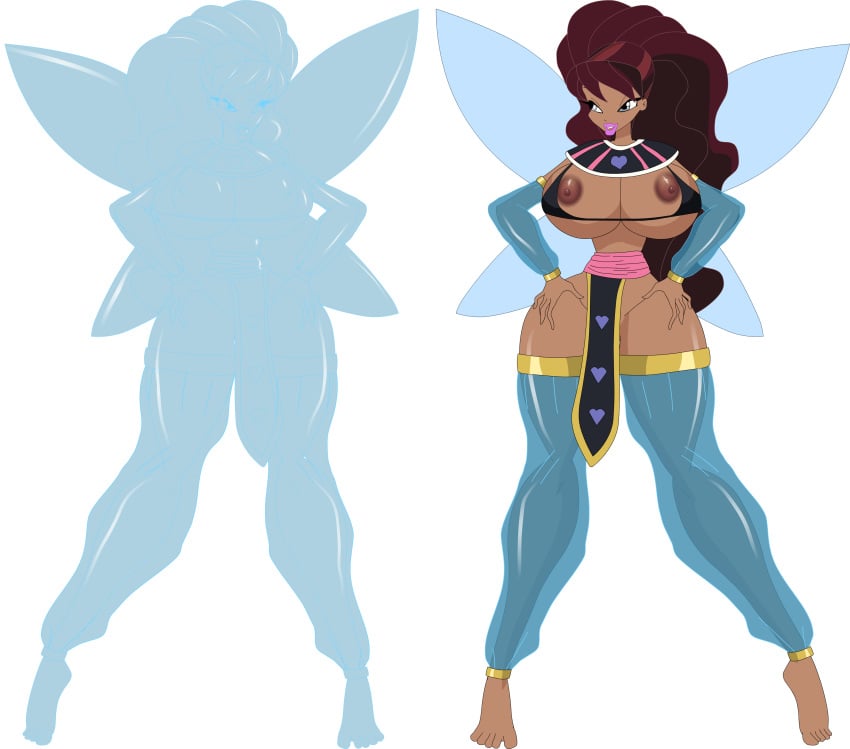 1girls aisha_(winx_club) areolae big_breasts bikini_top black_hair breasts clone commission dark-skinned_female dark_skin dk fairy female heart huge_breasts layla_(winx_club) nipples riffsandskulls see-through skimpy solo thick_thighs thin_waist voluptuous water water_clone wide_hips winx_club