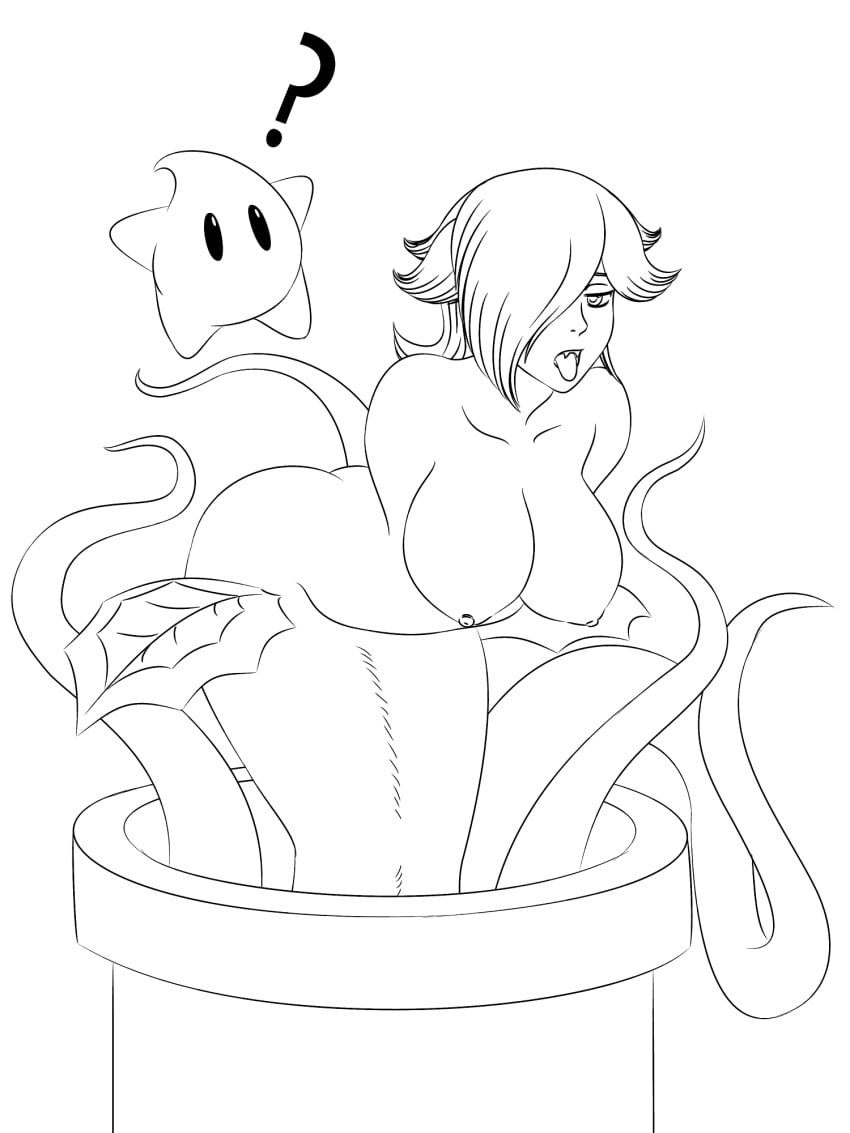 2016 ? alternate_species armless bent_over big_breasts breasts duo fangs female flora_fauna hi_res humanoid implied_transformation leafs luma mario_(series) monochrome monster_girl_(genre) nickfaire nintendo nude piranha_plant plant plant_girl plant_humanoid plant_transformation post_transformation princess_rosalina sharp_teeth simple_background solo star super_mario_bros. super_mario_galaxy teeth tentacle tongue tongue_out transformation video_games vines warp_pipe white_background